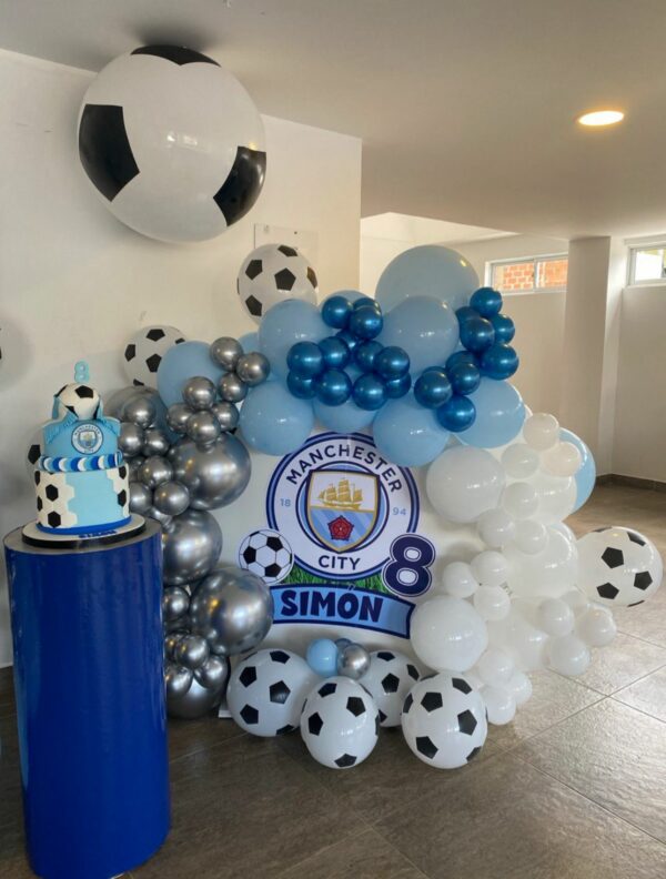 Blue Soccer-Themed Balloon Decorations - Image 2